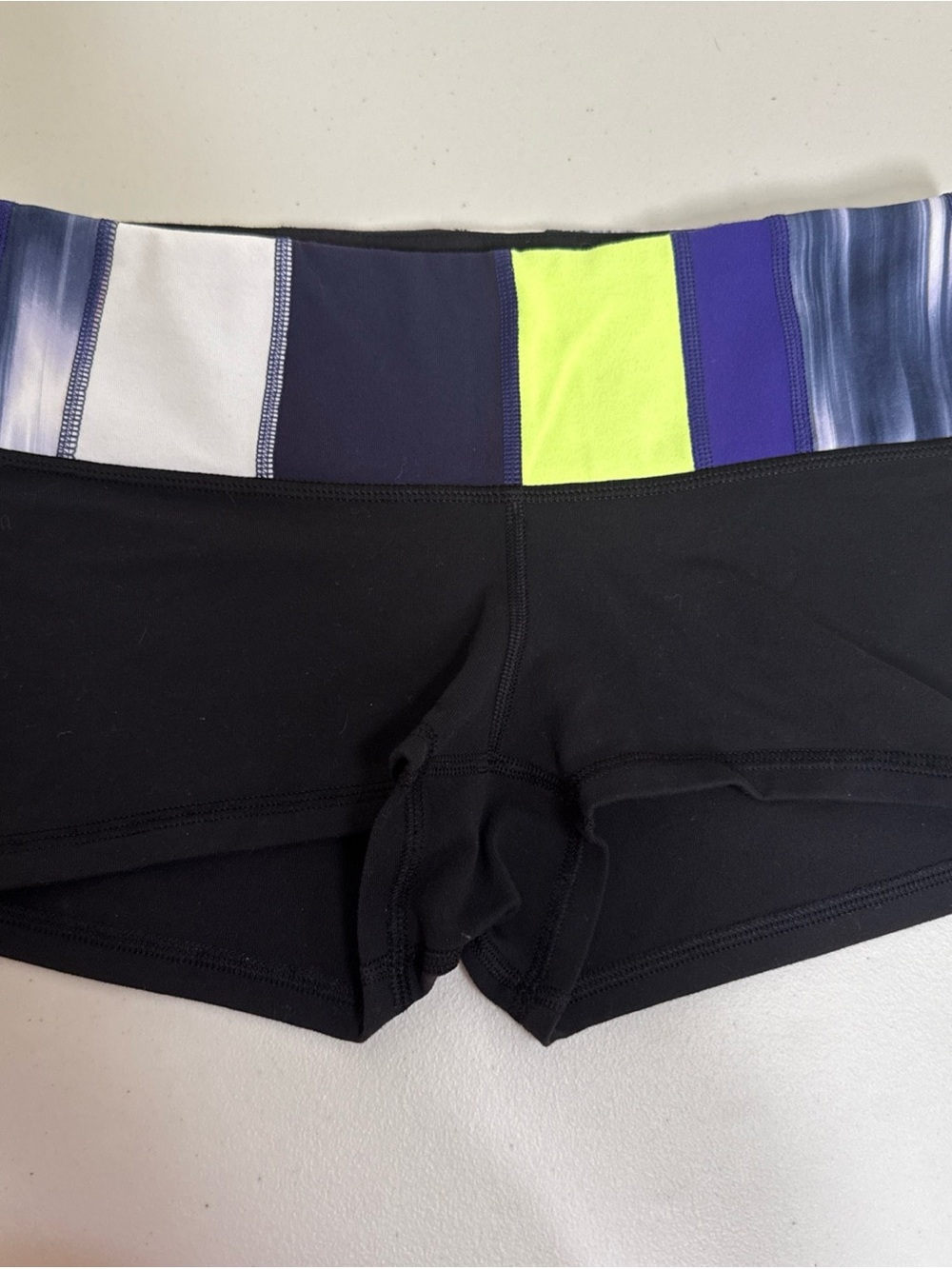 lululemon athletica Black Athletic Shorts with Multicolor Waistband